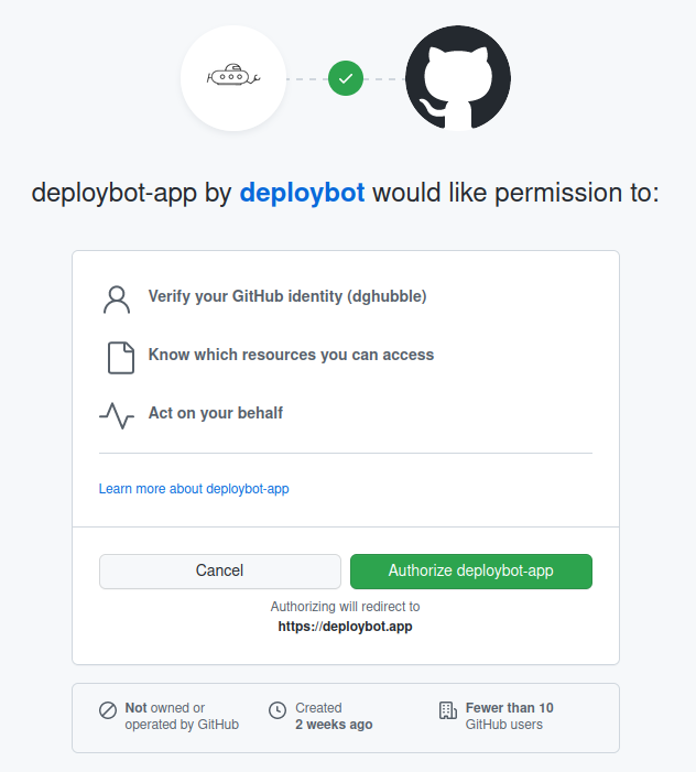 Login to Deploybot